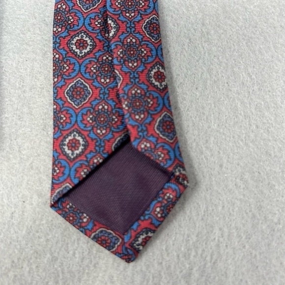 Bert Pulitzer Tie 3.5 X 56 Silk Red/Blue Geometric Floral Silk Vintage Retro - Picture 8 of 8